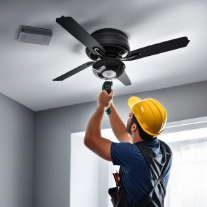 an-electrician-performing-a-ceiling-fan-installation by fata bestari care